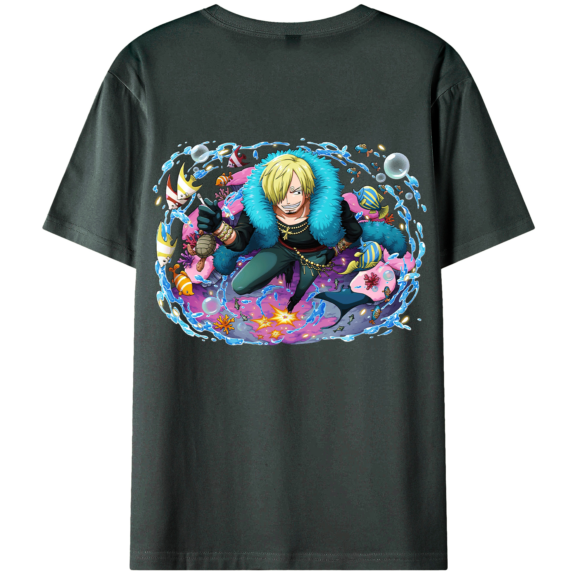 （画像用） ワンピース サンジ ONE PIECE Sanji 綿100％ メンズ半袖Tシャツ（バックプリント） 通気性